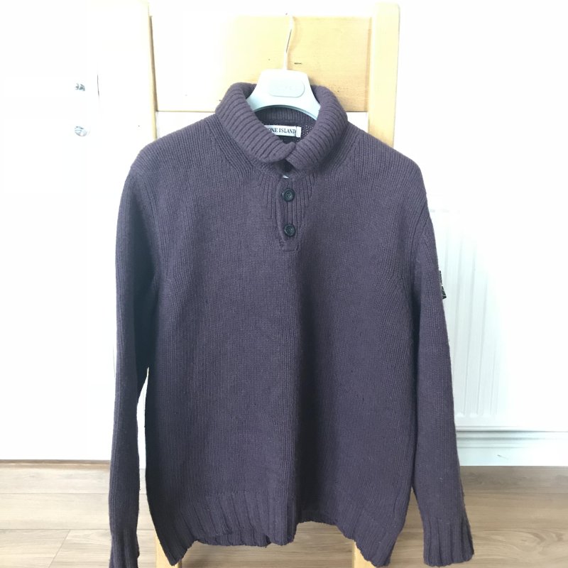 Photograph of Stone Island Quarter Button/Zip Wool Funnel Neck