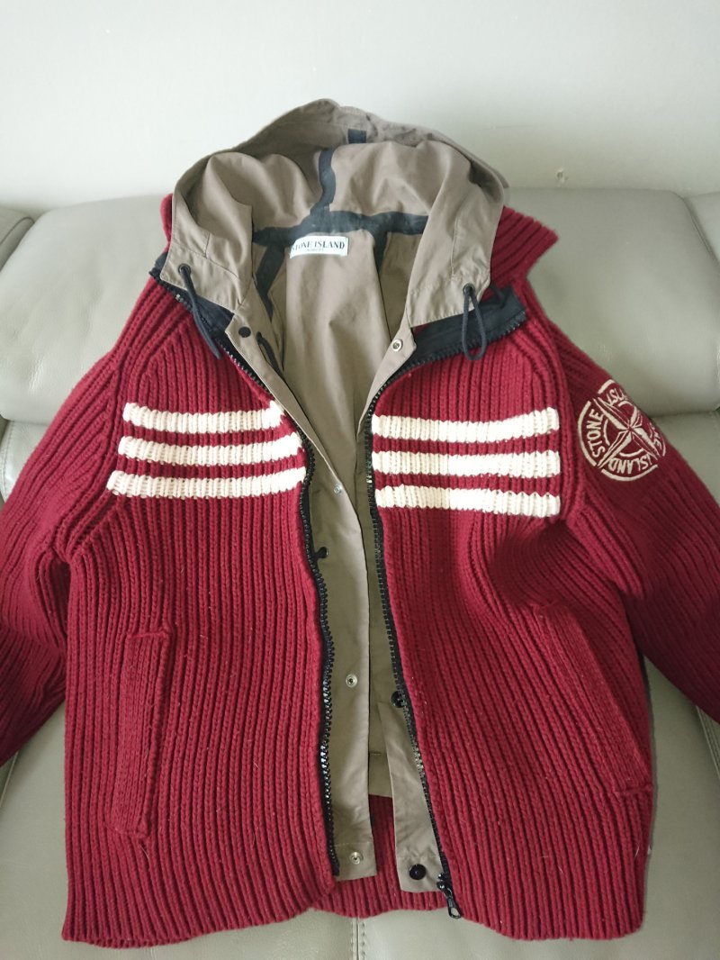 Photograph of Stone Island 2-In-1 Dutch Rope Knitted Zip Up Jumper
