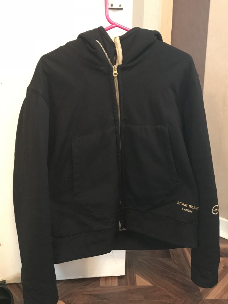 Photograph of Stone Island Denims Black Hooded Shirt Jacket