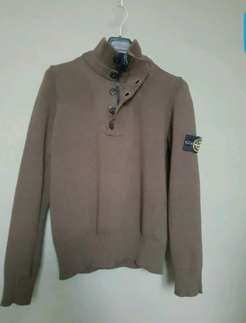 Photograph of Stone Island Quarter Button/Zip Wool Funnel Neck
